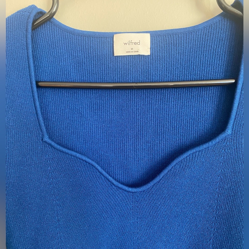 Aritzia Wilfred Tuscany Sweetheart Knit Sweater Blue Bodycon Size M - Picture 8 of 16